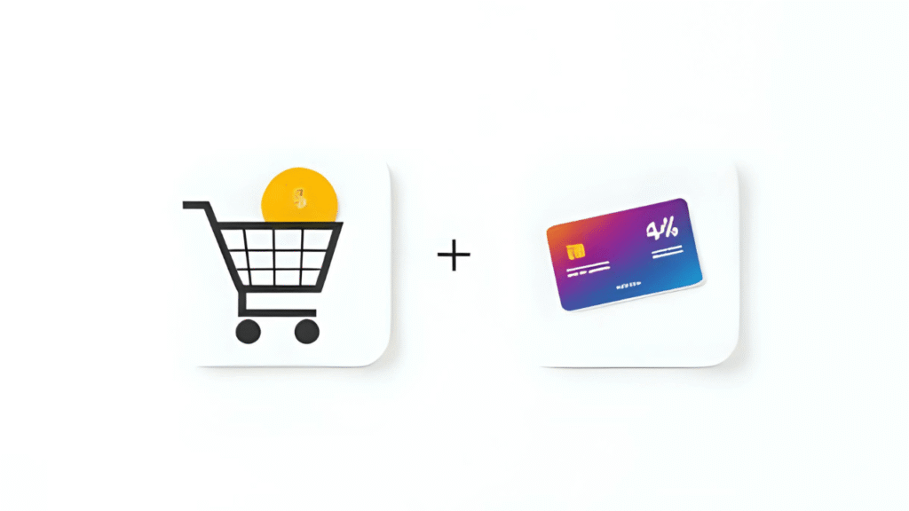 Insert infographic: A shopping cart icon → credit-card icon → fee percentage overlay